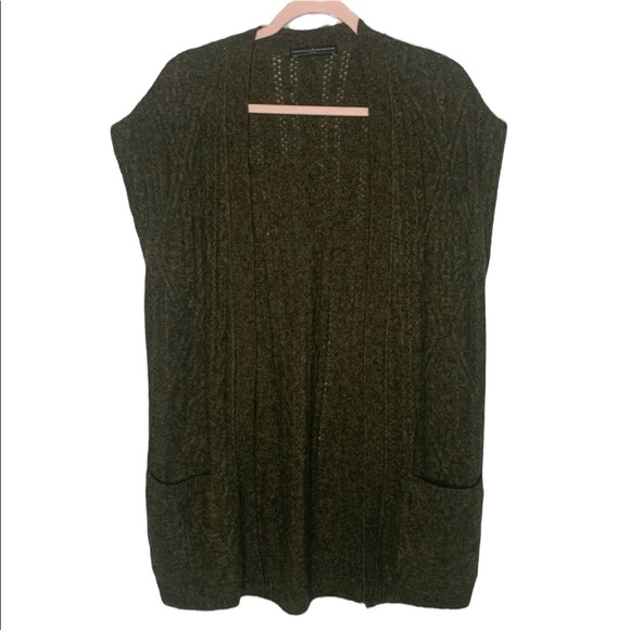 Peruvian Connection Marled Green Baby Alpaca And Cotton Sleeveless Cardigan - Picture 3 of 15